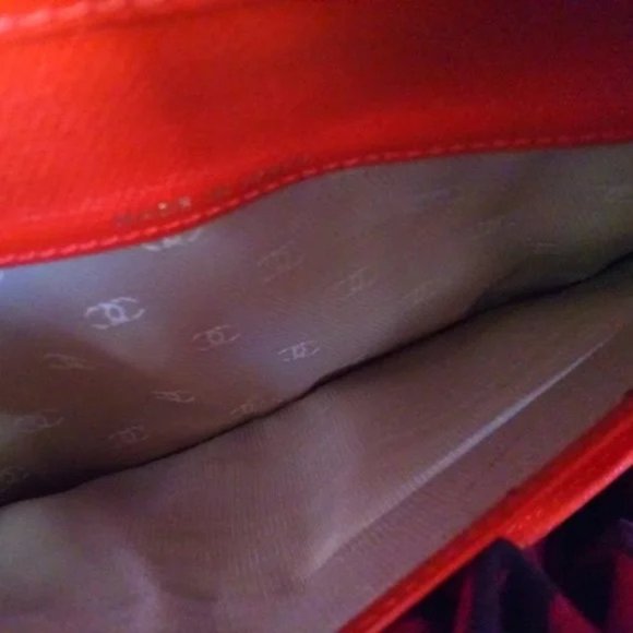 Long leather chanel orange wallet gold snap close - Picture 5 of 7